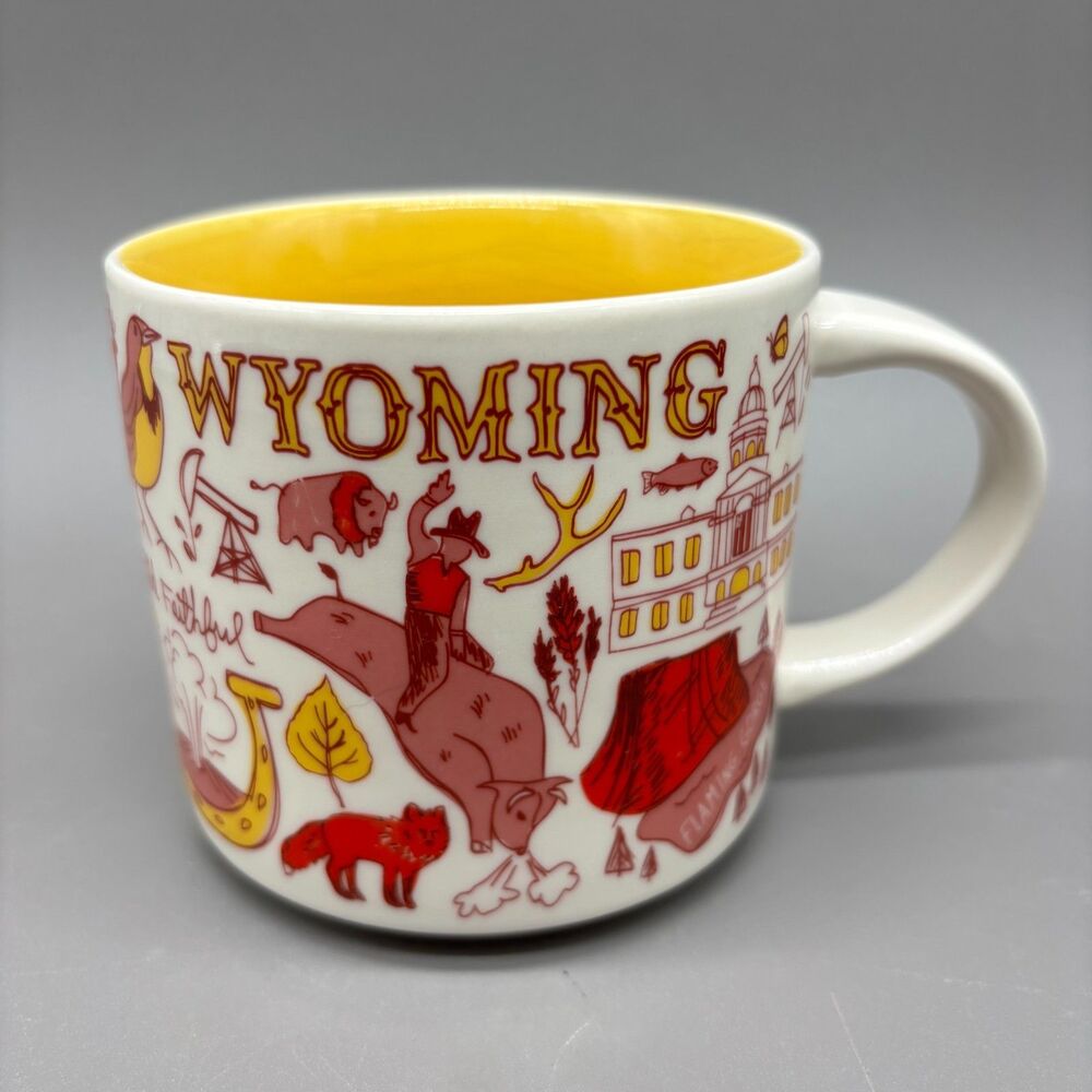 Starbucks Wyoming Coffee / Tea Mug Been There Series 14 oz Yellow Interior 2018